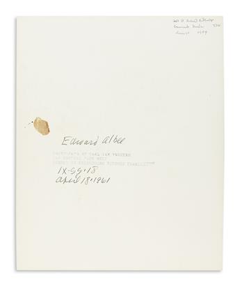 ALBEE, EDWARD. Photograph Signed and Inscribed, to actress Marian Seldes, bust portrait by Carl Van Vechten showing him in profile: